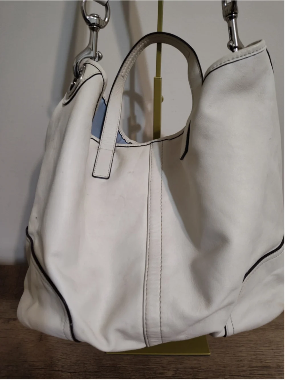 Women's Coach Leather Hobo Bag One Size White